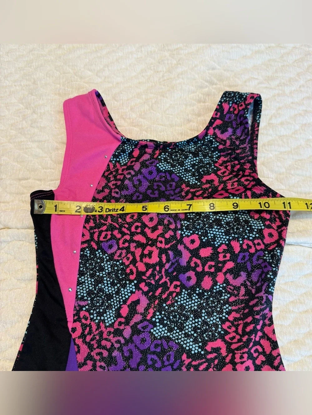 Moret Activewear Gymnastics Leotard Unitard Dance Kids Sz 8/10 Leopard Colorful